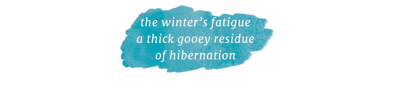 A haiku which reads “The winter’s fatigue/A thick gooey residue/Of hibernation”
