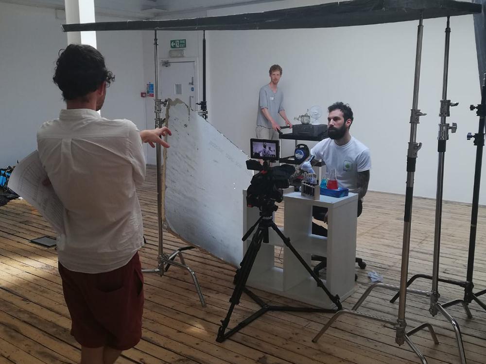 Adam Westbrook directing on the set of Jaron Lanier Fixes The Internet, for The New York Times