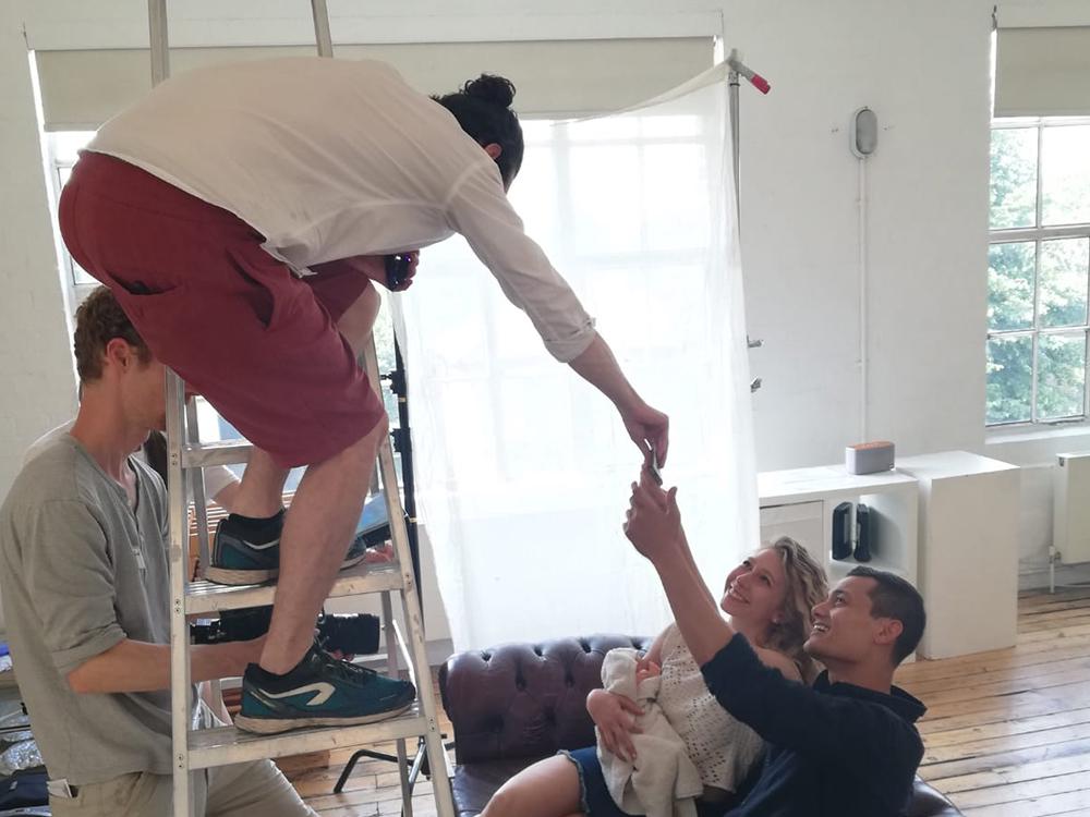 Adam Westbrook directing on the set of Jaron Lanier Fixes The Internet, for The New York Times