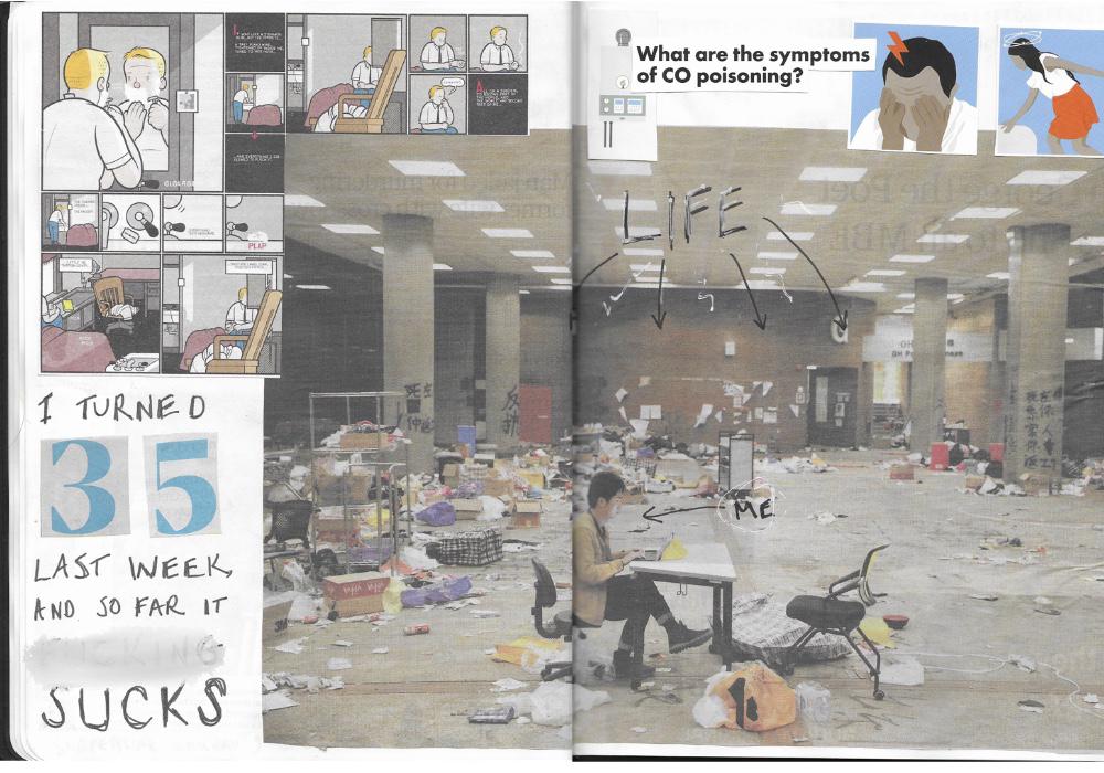 A page of collage from Adam Westbrook’s sketchbook