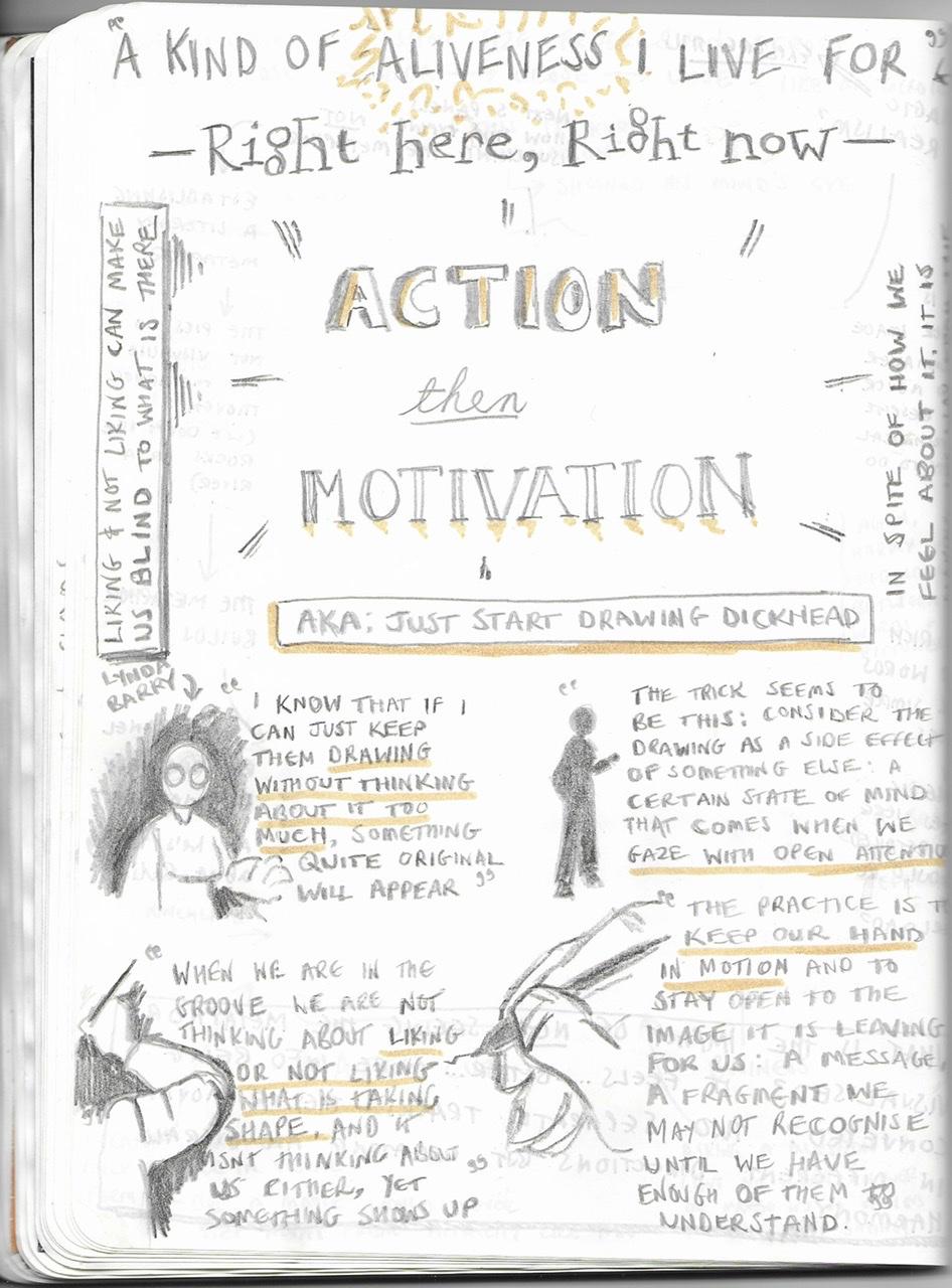 A page of doodles from Adam Westbrook’s sketchbook