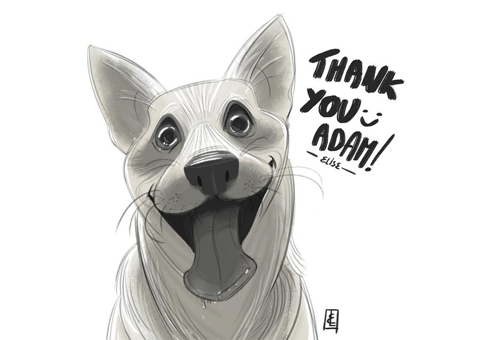 A thank you card by artist Elise LĂŠonard