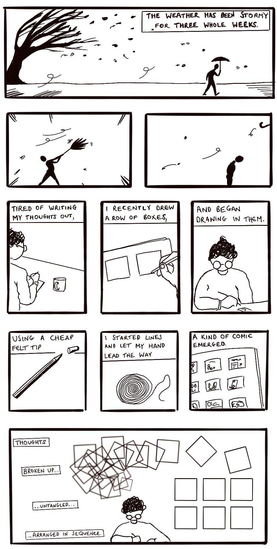 A 10 panel comic called “Stormy Weather” by Adam Westbrook