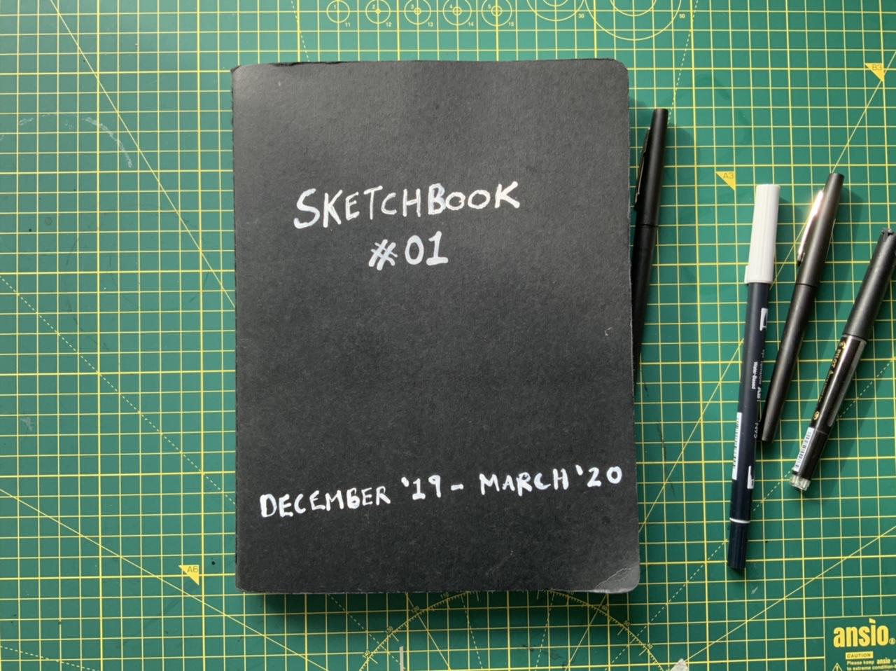The front cover of Adam Westbrook’s first finished sketchbook