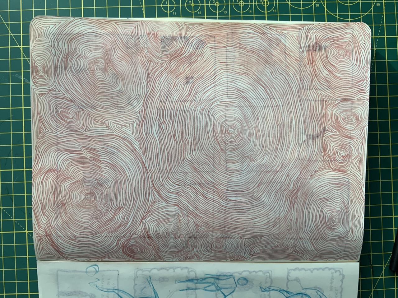 A page of hand drawn spirals from Adam Westbrook’s sketchbook