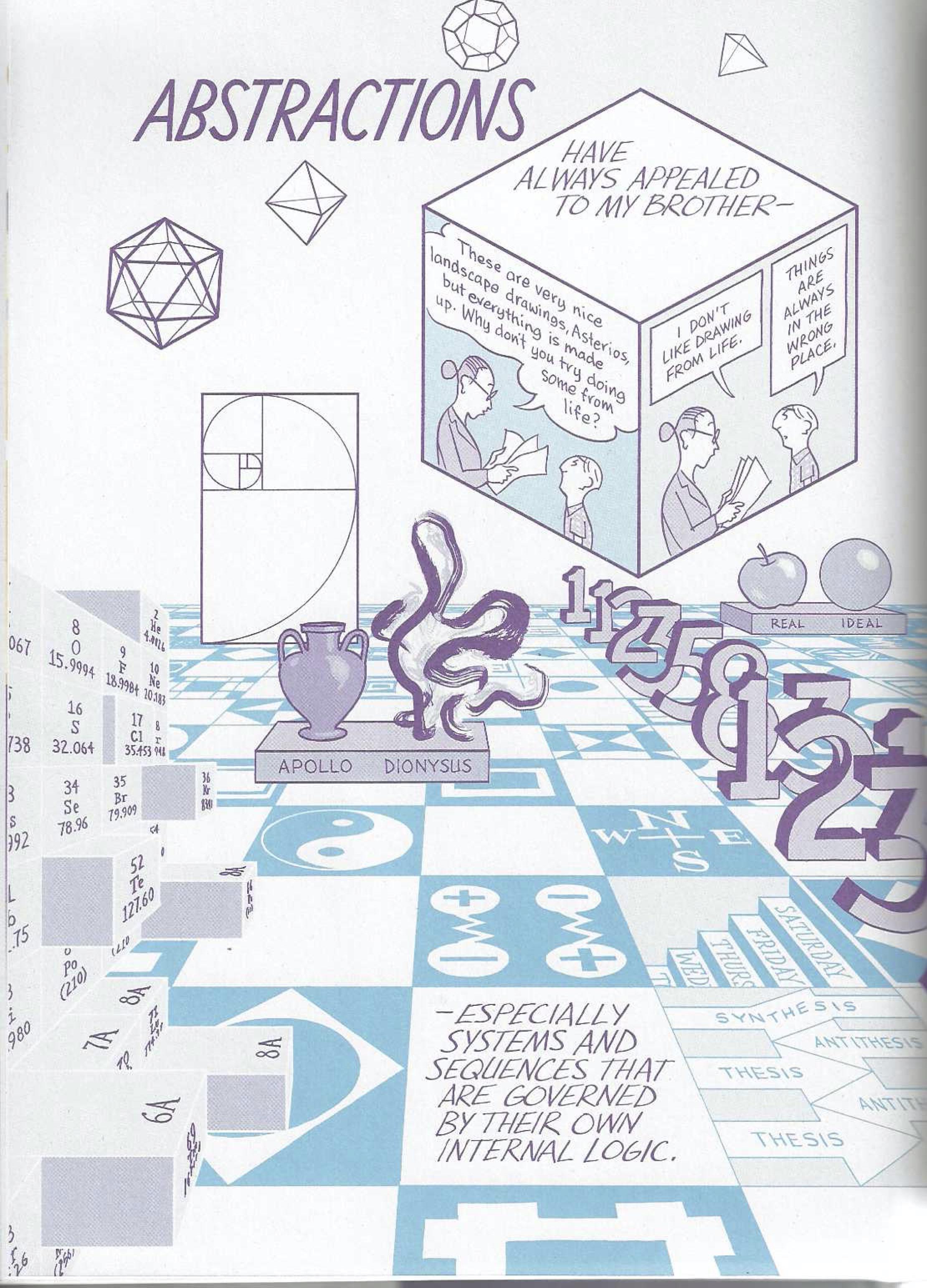 A page of abstract images from Asterios Polyp by David Mazzucchelli