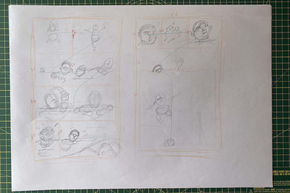 Page layouts for a comic by Adam Westbrook