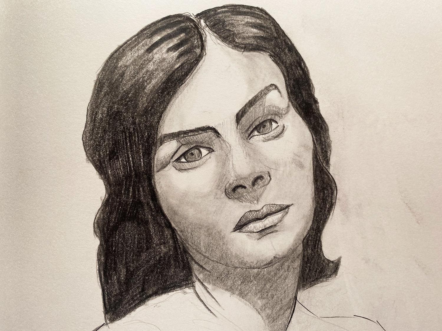 A pencil drawing of a face by Adam Westbrook